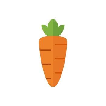 A simple orange carrot icon with green top in flat design, symbolizing health and vegetables vector