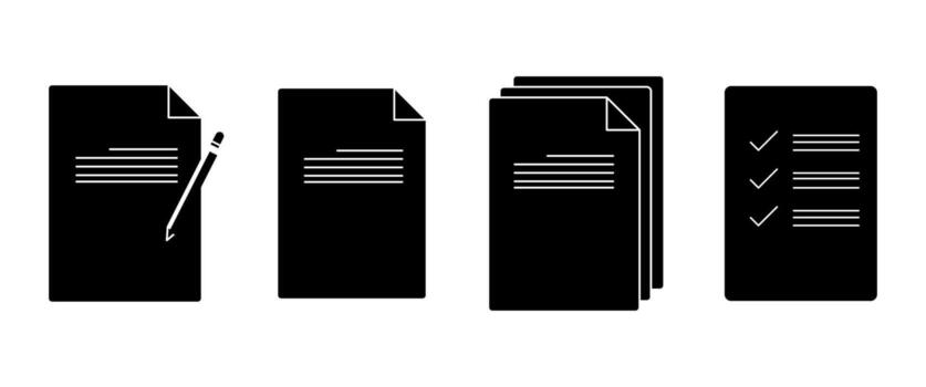 Document Icon set, Note, Business Paper, Sheet, Letter symbol, File and E-mail graphic, Print illustration. vector
