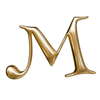 carta m elegante polido ouro metálico brilho png