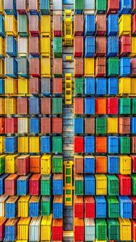 Aerial view of colorful shipping containers photo