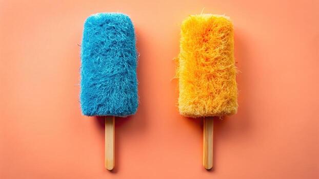 Two colorful popsicle isolated on white background photo