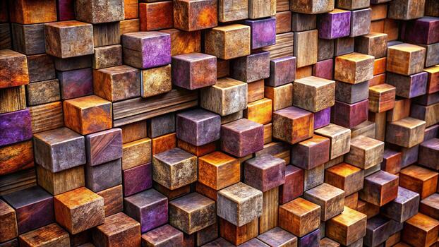 Abstract background of wooden cubes pattern photo