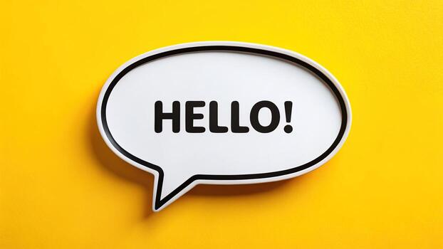 Hello speech bubble isolated on white background photo