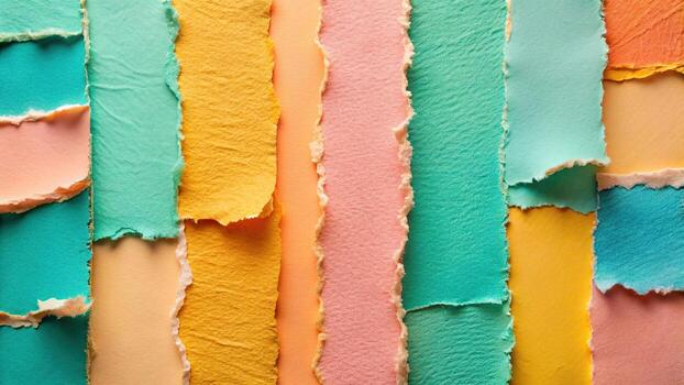 Colorful torn paper strips background texture photo