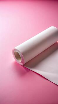 Roll of paper towel on a pink background photo
