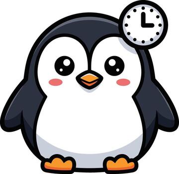 Penguin with clock vector