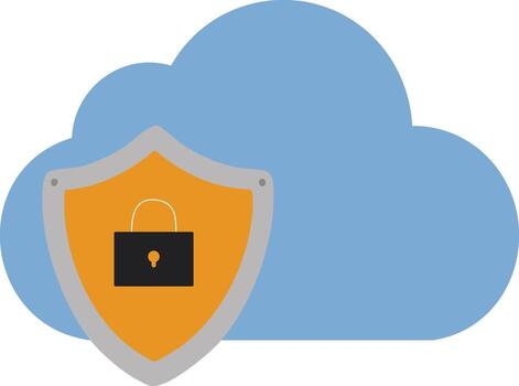 Cloud Security and Encryption Icon with Shield and Lock vector