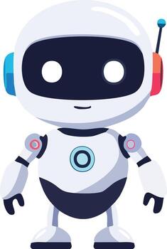 AI Robot Assistant with Headset and Colorful Accents on White Background vector