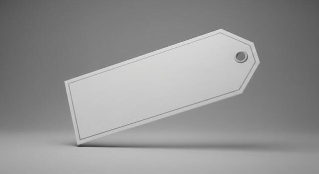 Blank White Rectangular Tag Floating on Gray Gradient Background photo