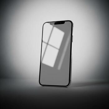 teléfono inteligente mostrando reflejado ventanas en blanco antecedentes debajo difundido destacar foto