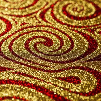 Glittering Swirl Pattern in Gold and Red Sparkles Background Close Up photo