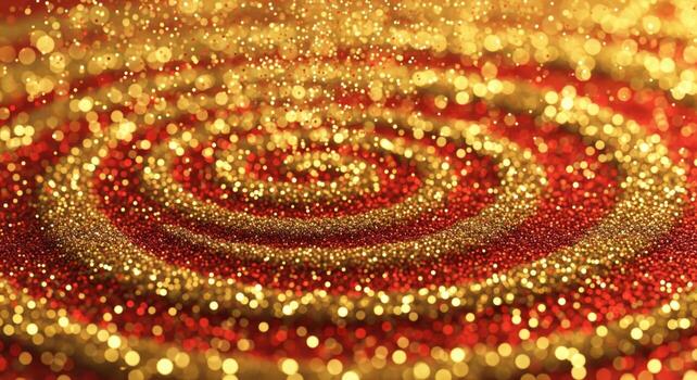 Glittering Gold and Red Concentric Circles with Bokeh Effect Abstract Background photo