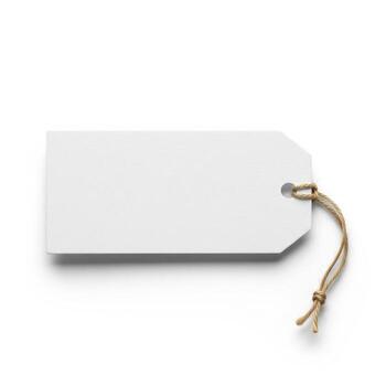 Blank White Price Tag with Jute String on a Seamless Background photo