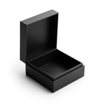 Open Black Box Isolated on White Background Square Container Empty photo