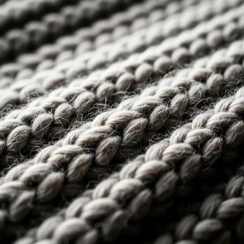 Closeup of Knitted Grey Wool Texture in a Diagonal Pattern with Soft Lighting photo
