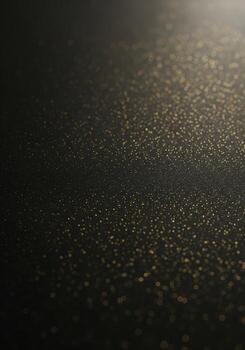 Abstract Black Surface with Scattered Golden Sparkles and Soft Light Gradient photo