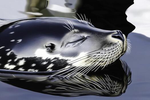 Serene Seal Resting on Water Surface with Gentle Reflection and Calm Expressions in Nature photo