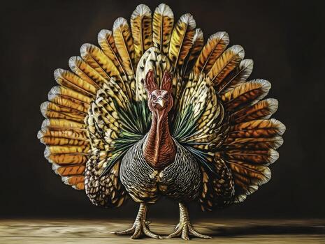 Majestic Turkey Displaying Its Colorful Feathers in a Vibrant Natural Setting photo