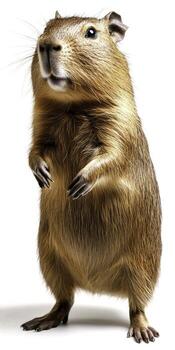 Cute and Curious Rodent Standing Upright with Bright Eyes and Soft Fur in studio Setting photo