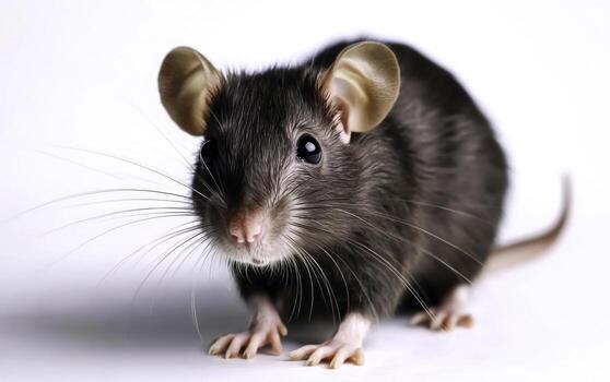 closeup of a Cute Brown Mouse with Large Ears on a White Background photo