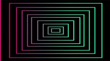 Red glowing rectangles forming tunnel illusion geometric motion background animation video