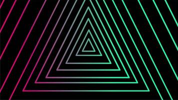 Red neon triangles forming tunnel illusion geometric abstract motion loop video