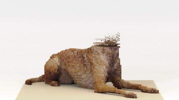 3d cane assemblaggio a partire dal colorato giocattolo mattoni con copia spazio video