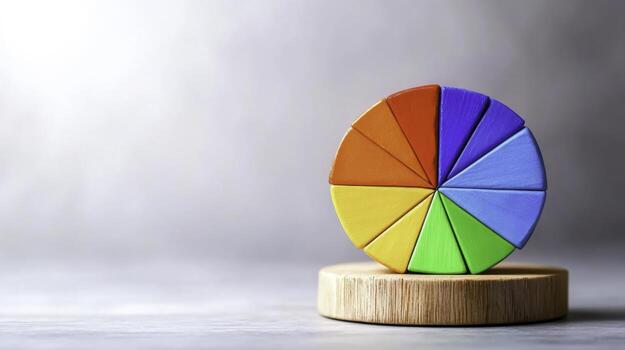 Colorful Wooden Segments Representing Balance and Diversity in Creative Design photo