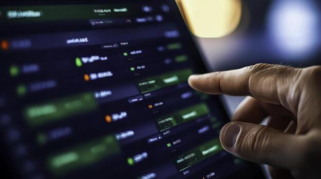 User Interacting with Data Interface on Digital Device for Analysis and Insights photo