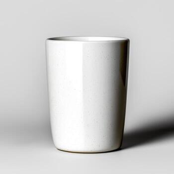 Minimalist White Ceramic Mug with Simple Design on a Soft Neutral Background photo