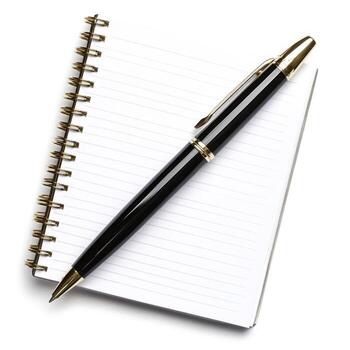 Elegant Black Pen Lying on a Spiral Notebook with Blank Pages for Notes and Ideas photo