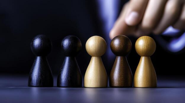 Strategic Decision Making with Game Pieces on a Business Table During Corporate Meeting photo