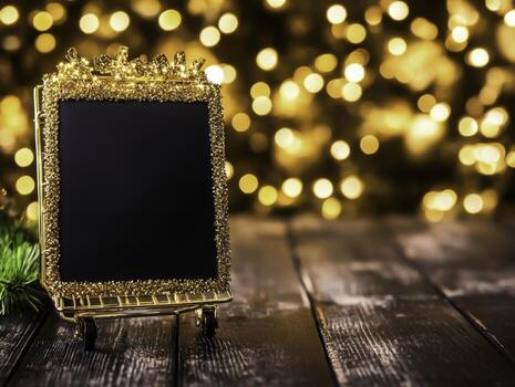 Elegant Decorative Frame for Holiday Greetings with Sparkling Lights Background photo