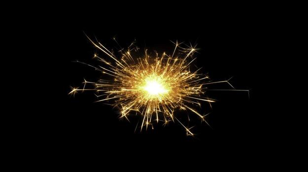 Vibrant and Bright Sparkler Firework Igniting Against a Black Background photo