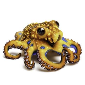 Colorful and Playful Octopus with Unique Patterns in a Bright Marine Setting photo