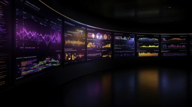 Colorful Data Visualization Display in Modern High-Tech Digital Environment photo