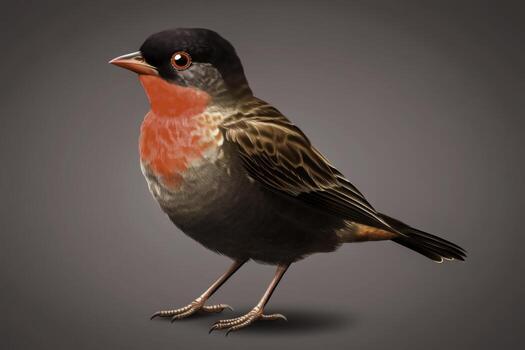 Vibrant Songbird With Colorful Plumage Perched Gracefully Against a Neutral Background photo
