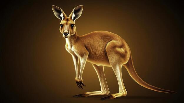 Realistic kangaroo illustration on gradient background showcasing its unique posture and features photo