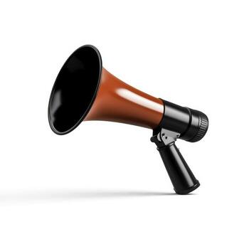 Red Megaphone on White Background for Announcements, Events, and Public Speaking Needs photo
