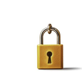 Bright Orange Padlock with Keyhole Isolated on White Background for Security Concept photo