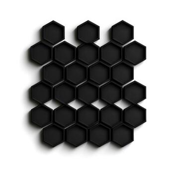 Black Hexagonal Tiles Arranged in a Pattern on a White Background for Modern Design Projects photo
