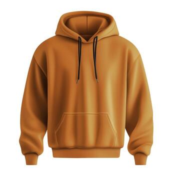 Realistic Mockup of a Stylish Orange Hoodie with Drawstrings and Front Pocket for Fashion Display photo