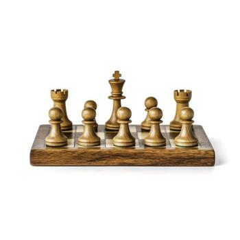 Classic Wooden Chess Pieces on Board Displayed on a Light Background for Game Concept photo