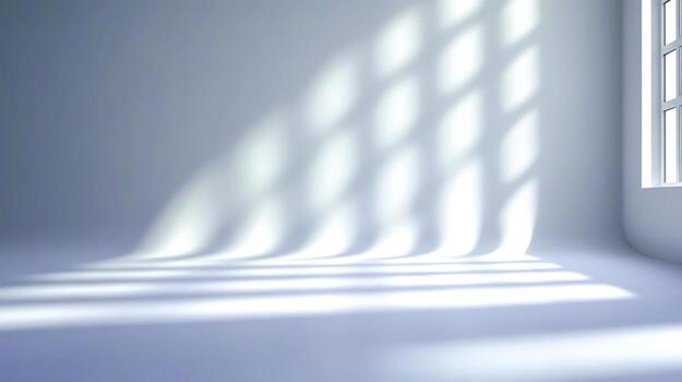 Bright and Airy Empty Room with Soft Shadows from Window on White Walls and Floor photo