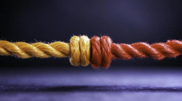 Colorful Twisted Rope Knots Against a Dark Background for Artistic Projects photo