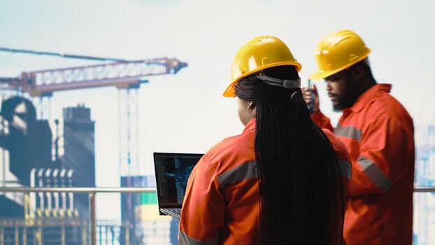 Offshore platform worker using AI LLM to analyze subsea mapping data. Drilling rig engineer using predictive artificial intelligence model to assess subsea topology photo