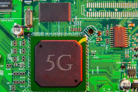 Electronic board components, Motherboard digital chip. Tech science background. photo