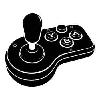 Black joystick and buttons on white background controller vector