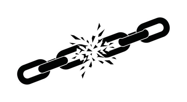 Broken chain links exploding explosion black vector