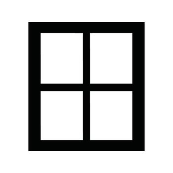Black window frame with four panes white square vector